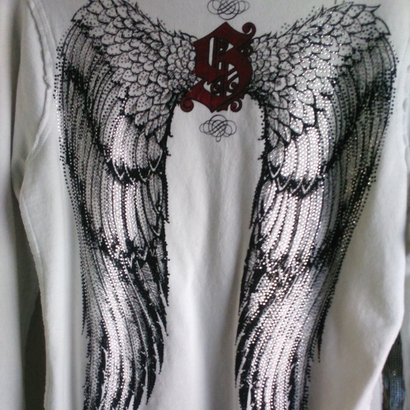 Sinful Jackets & Blazers - Sinful Rare Rhinestone Wings White Cotton Hoodie